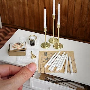 pornhint Pornhint 1/6 Dollhouse miniature mini simulation Candle bjd blythe candlestick Candlelight Dinner Shooting Prop Model Kids play house toy _2023JAN_