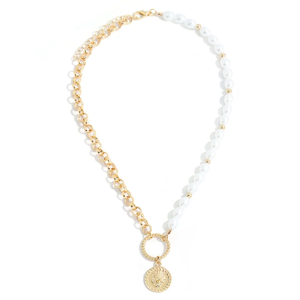 Dvacaman New Punk Gold Color Portrait Pendant Necklace for Women Cuban Multi Layered Chunky Thick Chain Choker Necklaces Jewelry