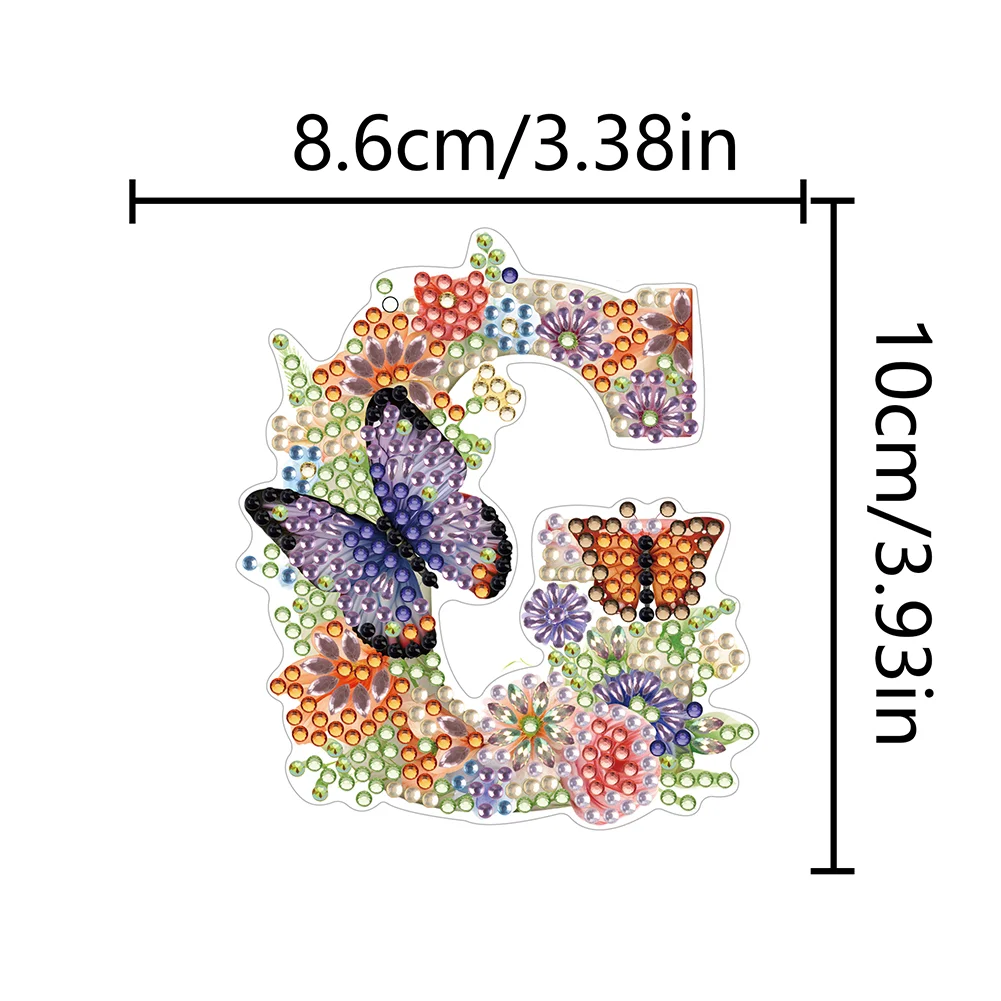 DIY G Diamond Art Key Rings Lettter Keychain Supplies Gift for Kids(Double Sided)