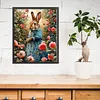 Rose Dress Rabbit Full 18CT DIY Stamped Cross Stitch Kits for Adults Home Decor 40x50cm