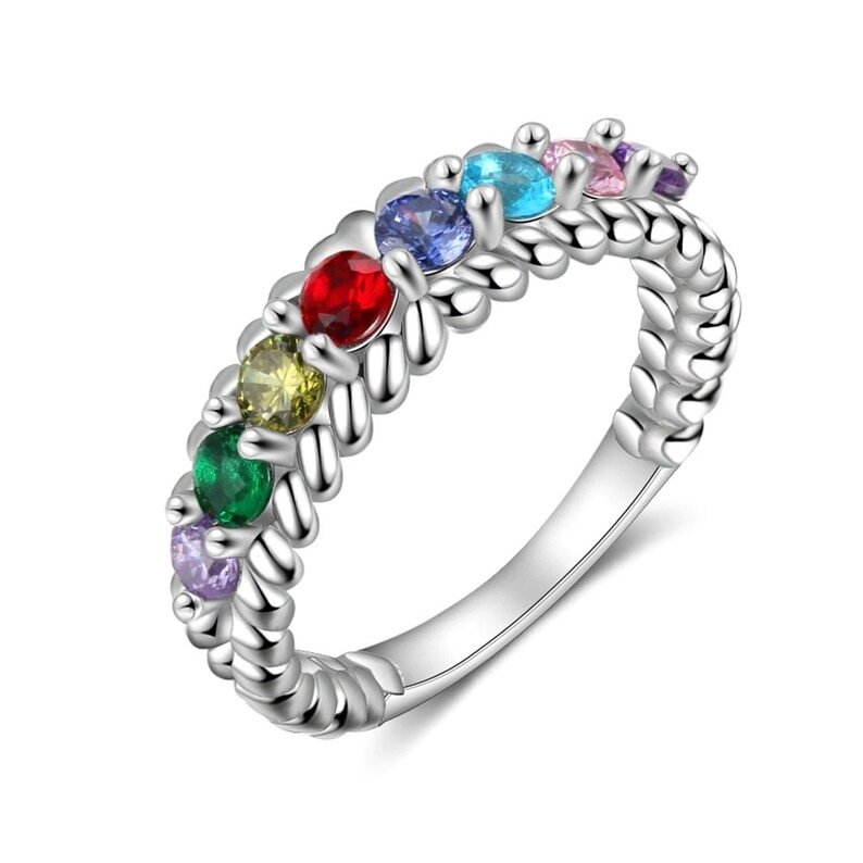 Mothers Ring 8 Stone Sterling Silver 