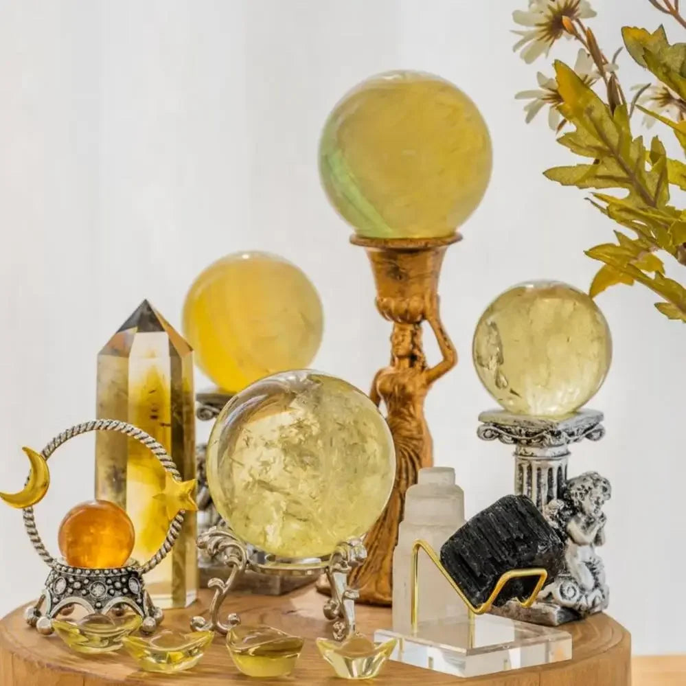 Citrine sphere styled on desk