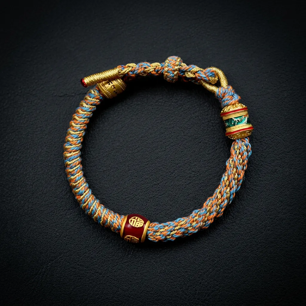 JiStones "Celestial Transformation" Hand-Knotted Mantra Bracelet - Sacred Protection Talisman Celestial Blue & Gold Transformation