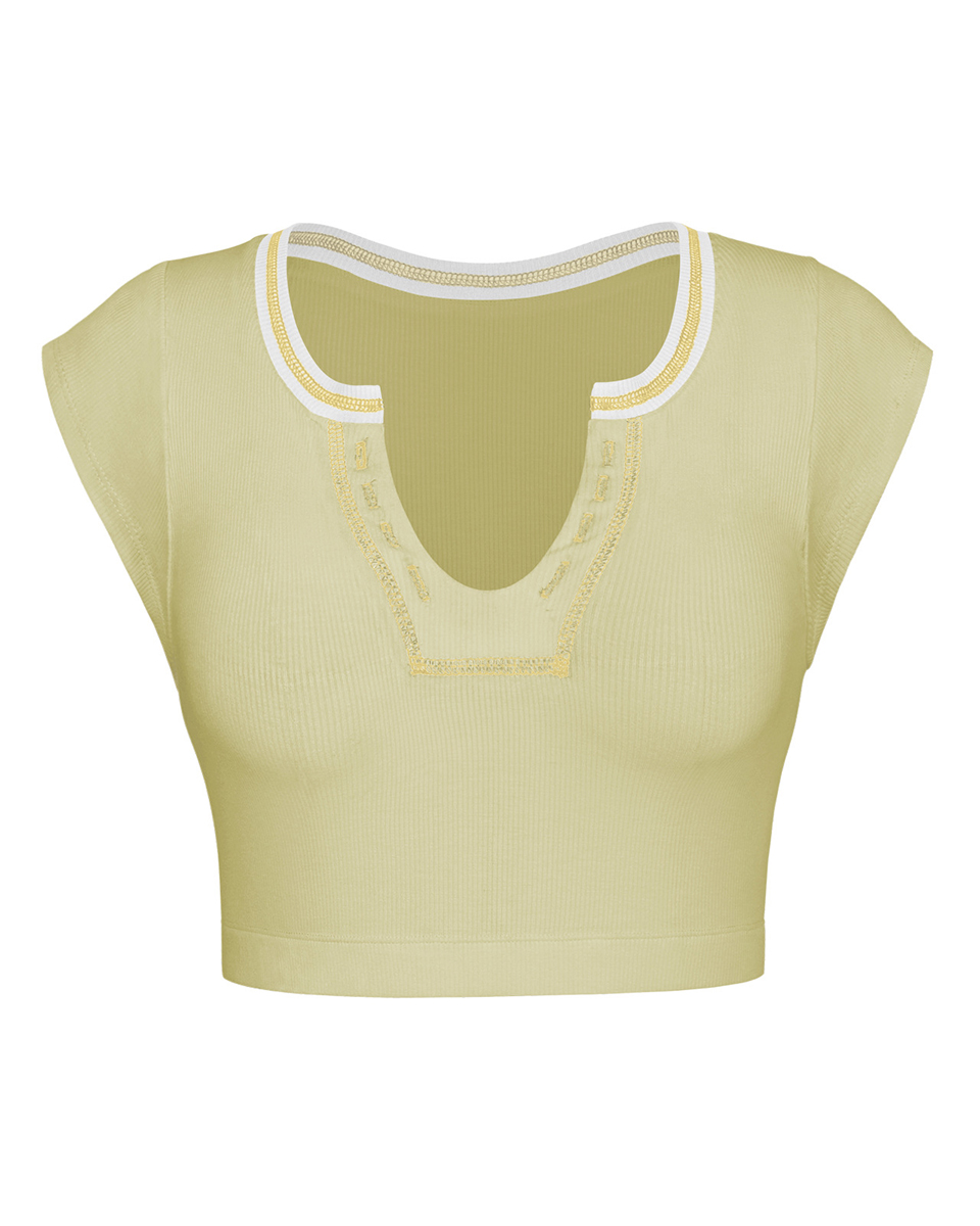 Girl Summer Slim Ultra Short Sexy Babes Top Knitted Thread Spring Autumn Bottom T-Shirt