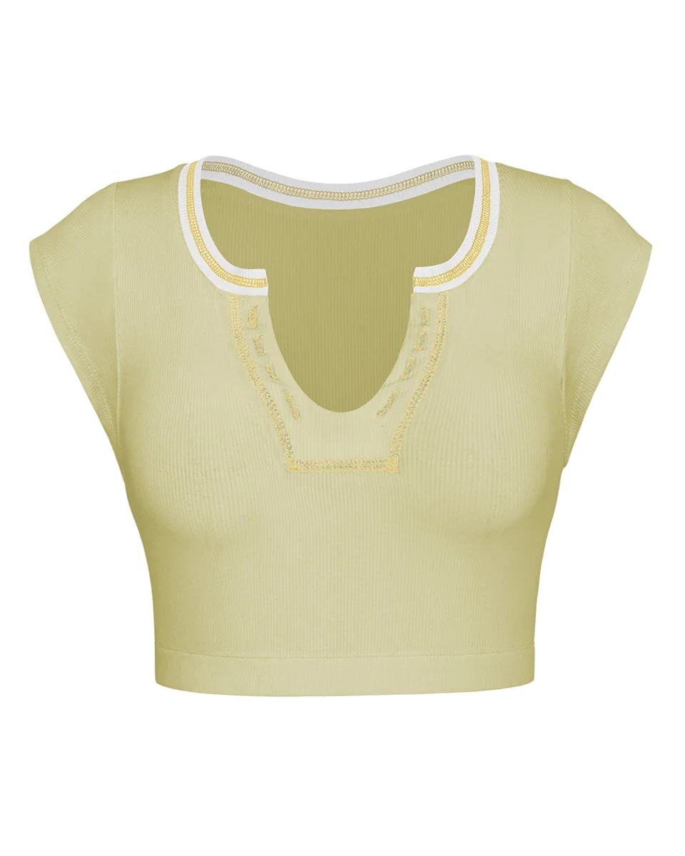 Girl Summer Slim Ultra Short Sexy Babes Top Knitted Thread Spring Autumn Bottom T-Shirt