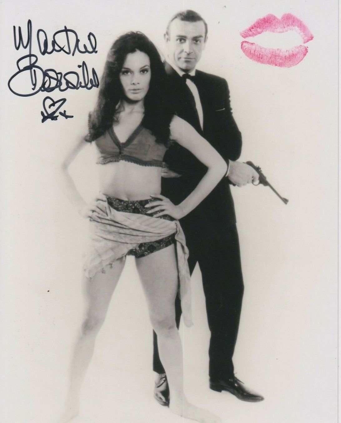 Martine Beswick Photo Poster painting signed i/p with Authentic Lipstick Kiss! James Bond K124