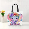 (US Only)11CT Elephant Cross Stitch Canvas Tote Bag DIY Sewing Bag Gift for Friend40x40cm