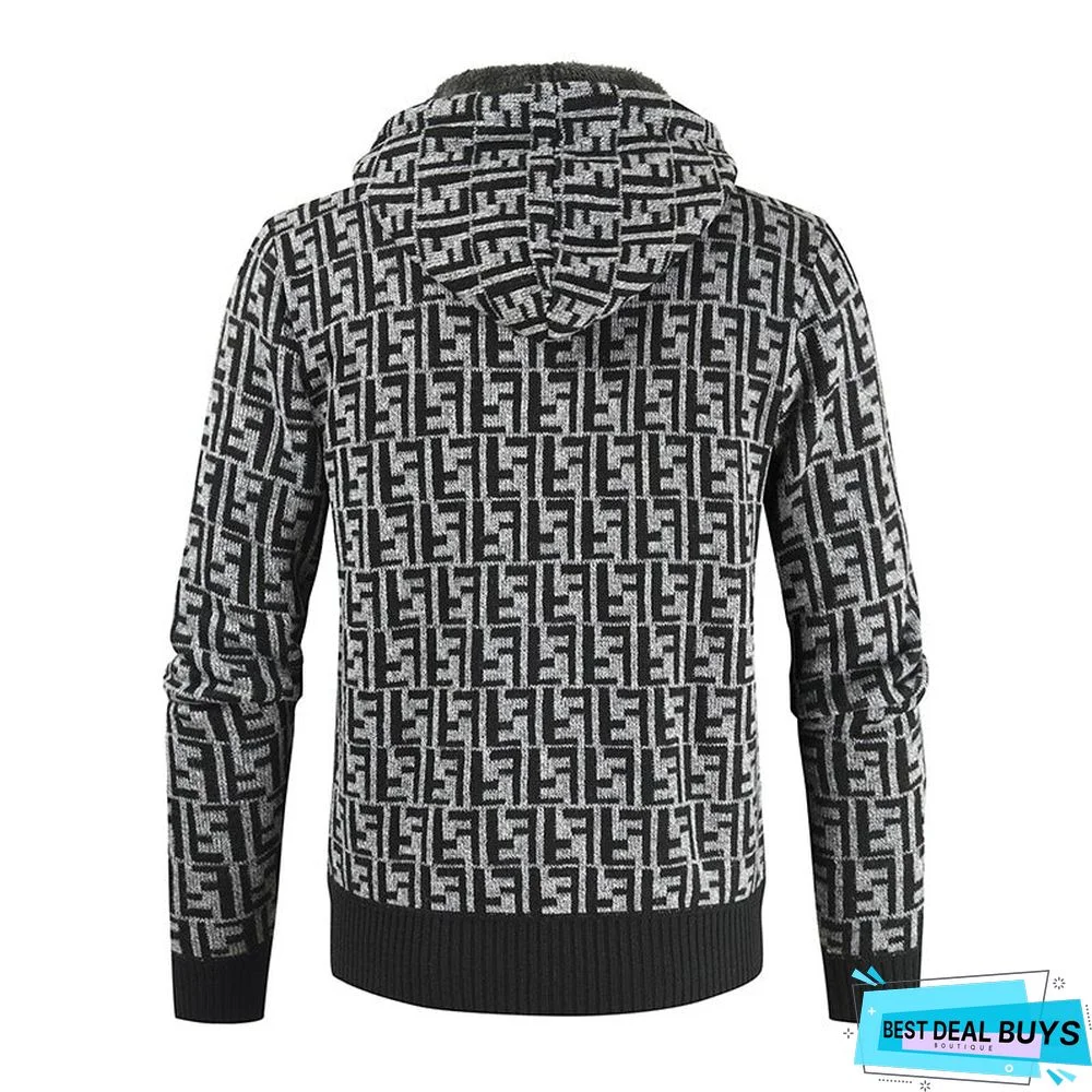 Men's Color Matching Hooded Sweater Coat