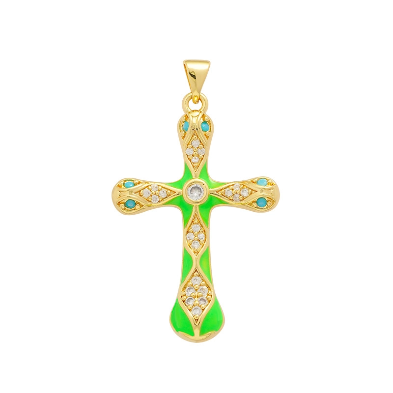 1 Piece Copper Rhinestones Cross Pendant