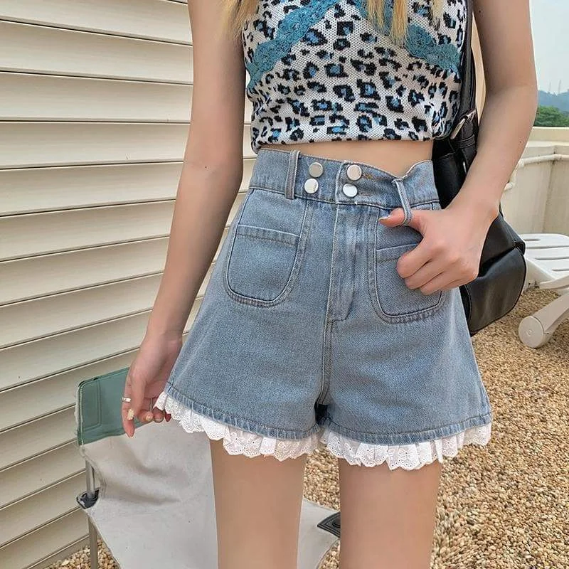 Cute Lace Denim Shorts SP19087