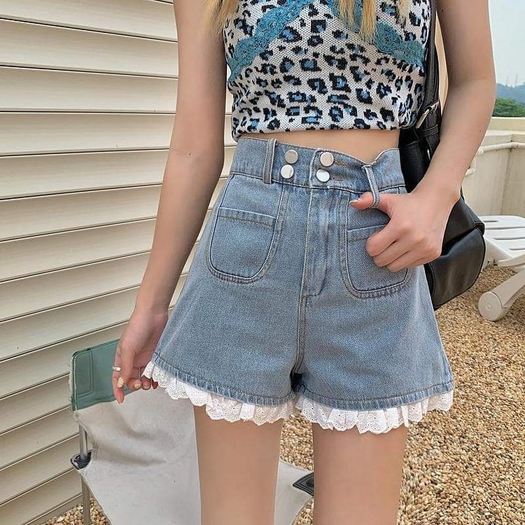 Cute Lace Denim Shorts SS1645