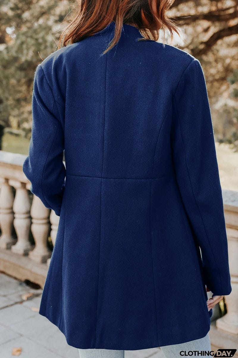 Casual Solid Buckle Square Collar Outerwear