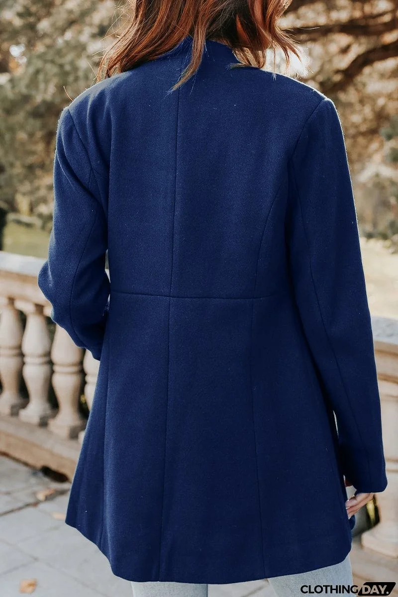 Casual Solid Buckle Square Collar Outerwear