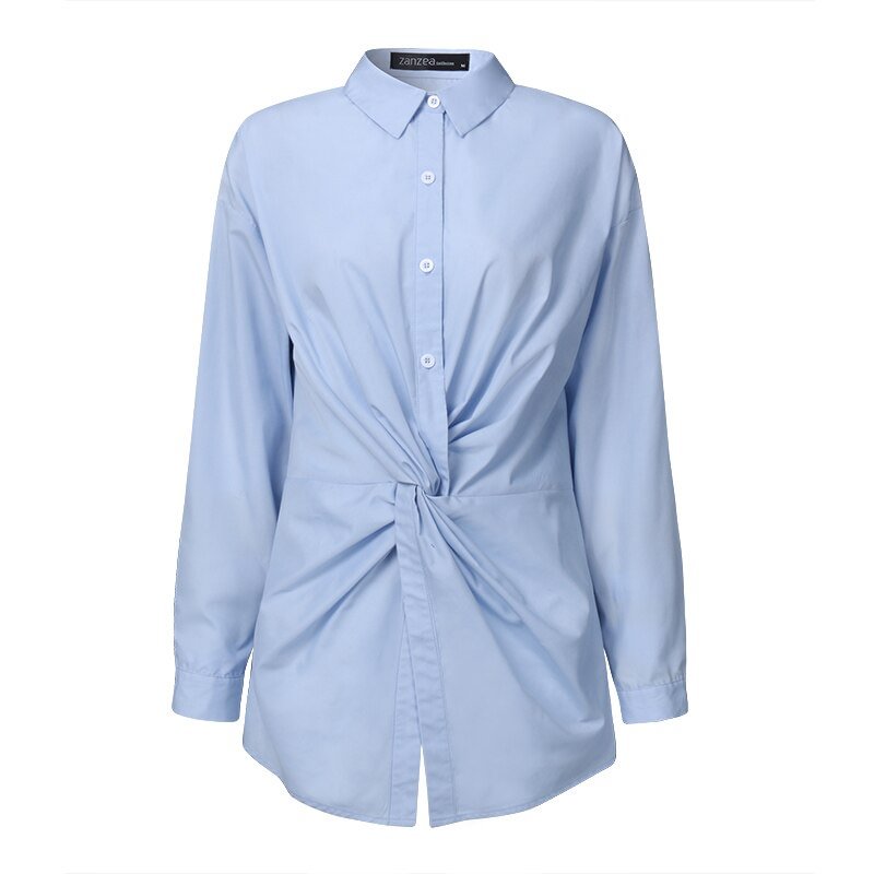 Summer Irregular Blouse ZANZEA 2022 Elegant Women's Tops Casual Long Sleeve Shirts Female Lapel Blusas Tops Oversized Tunic