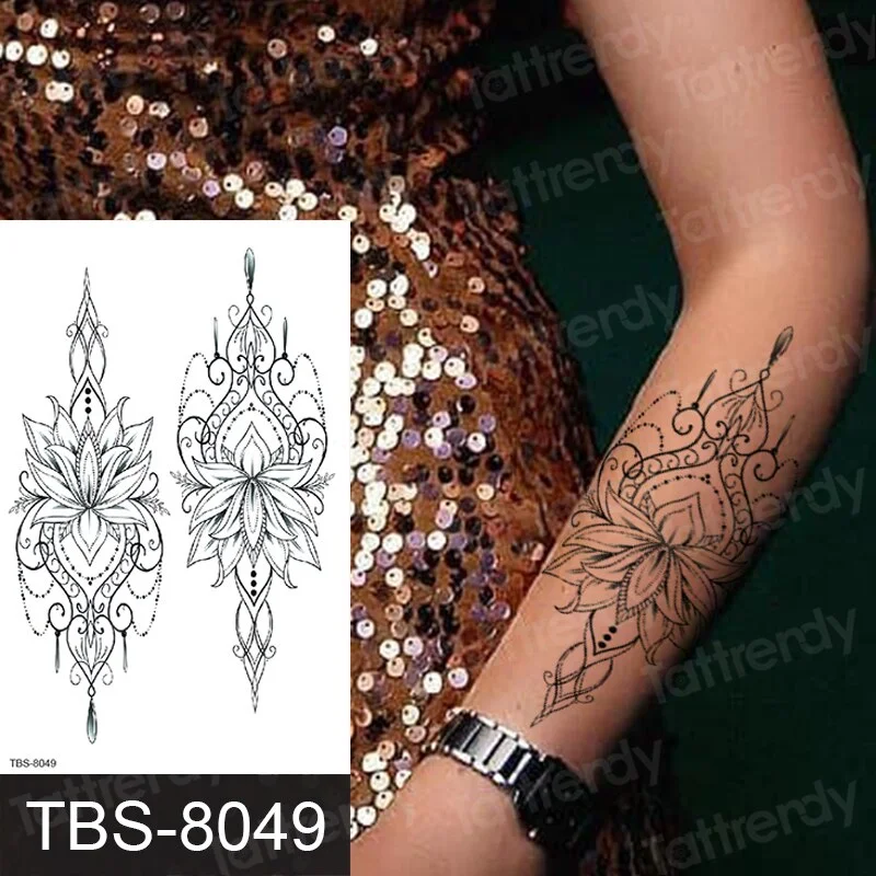 mandala temporary tattoo sticker lace black henna sex tattoo for woman under breast tattoo underboob sketches tattoo designs