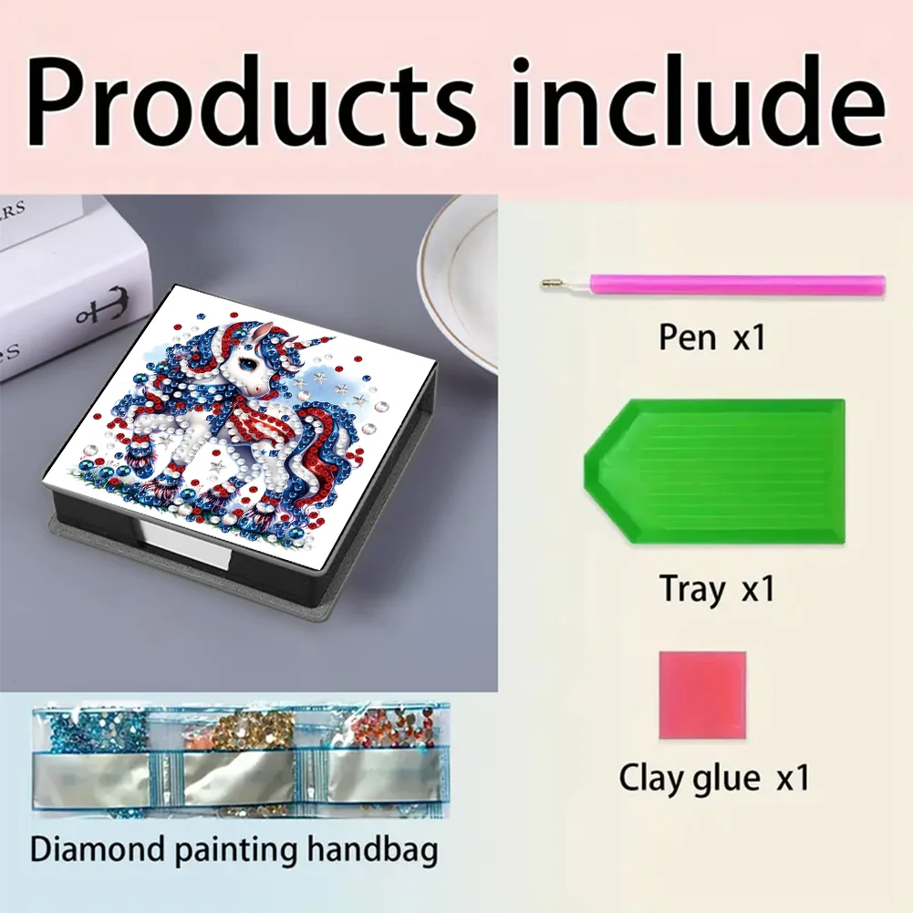 PU 5D Diamond Painting Kit Note Box DIY Diamond Art Notepad Box (K)
