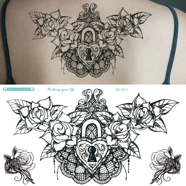 sternum temporary tattoo sticker under boob tattoo henna lace mandala tatoo fake large sexy breast tattoo decal arabic design