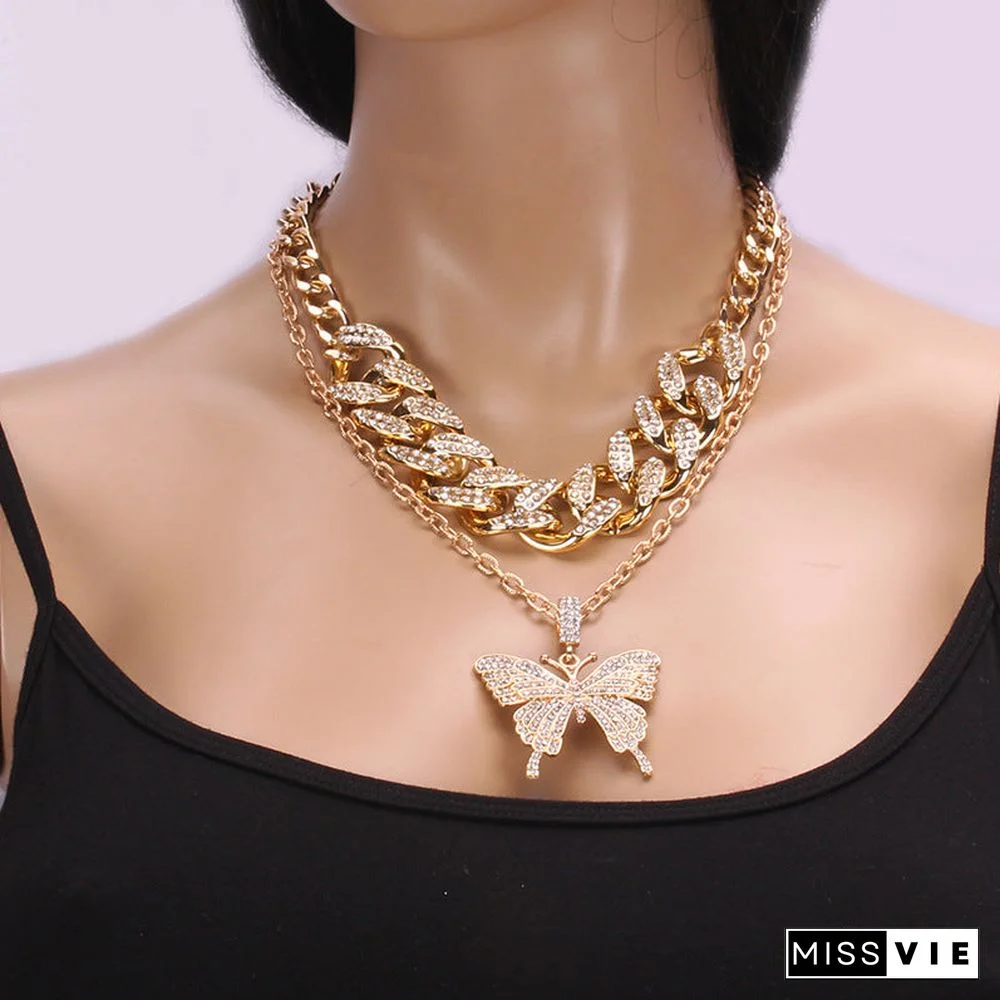 Cuba Chain Large Butterfly Necklace