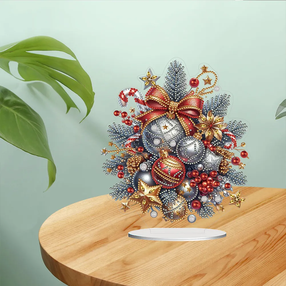 DIY Christmas Flower Acrylic Special Shaped Decor Desktop Diamond Art Kits for Home