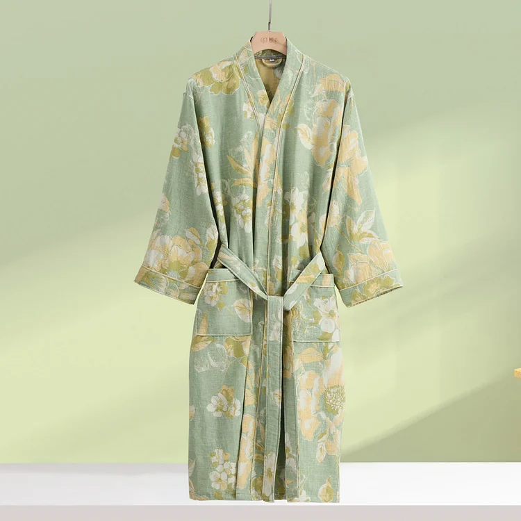 Pure Cotton Elegant Floral Soft Bathrobe Radinnoo.com
