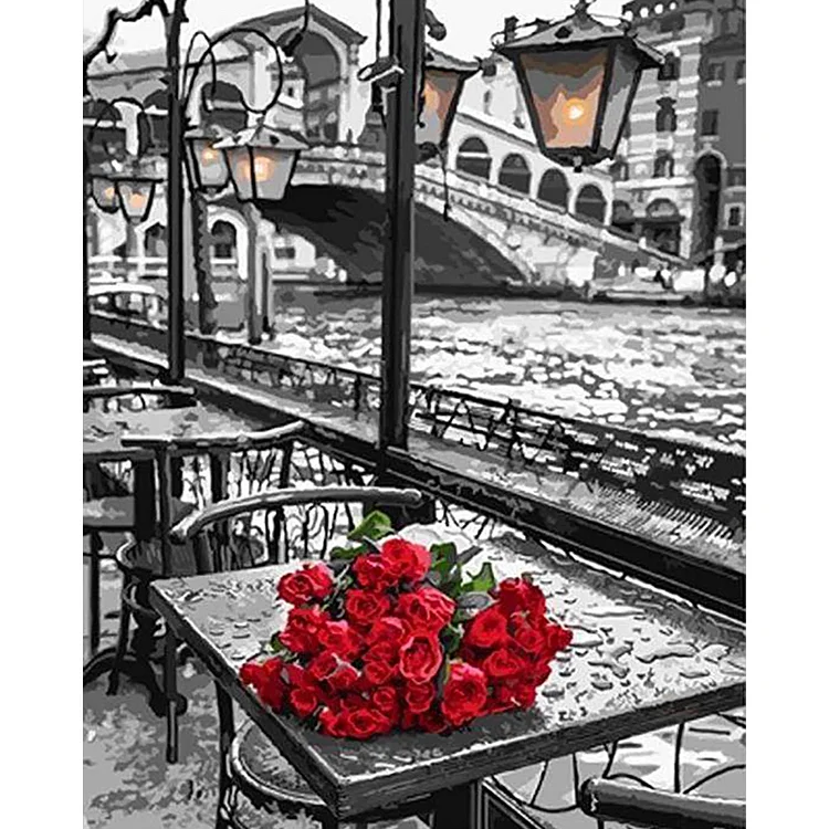 Retro Street Houses 40*50CM (Canvas) Full Round Drill Diamond Painting gbfke