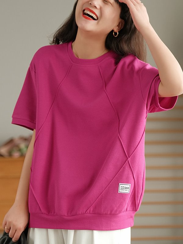 Original Letter Print Split-Joint Short Sleeve T-Shirts Tops