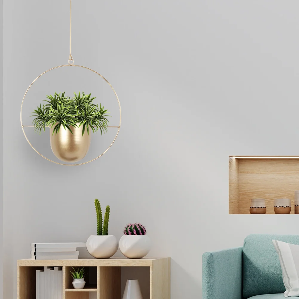 Nordic Hanging Flower Pot Balcony Plant Wall Mount Swinging Basket (Gloden)