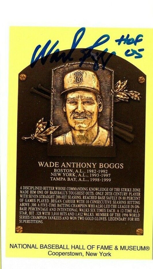 Wade Boggs Signed Hall Of Fame Plaque Postcard HOF 05 Autograph Red Sox Yankees#