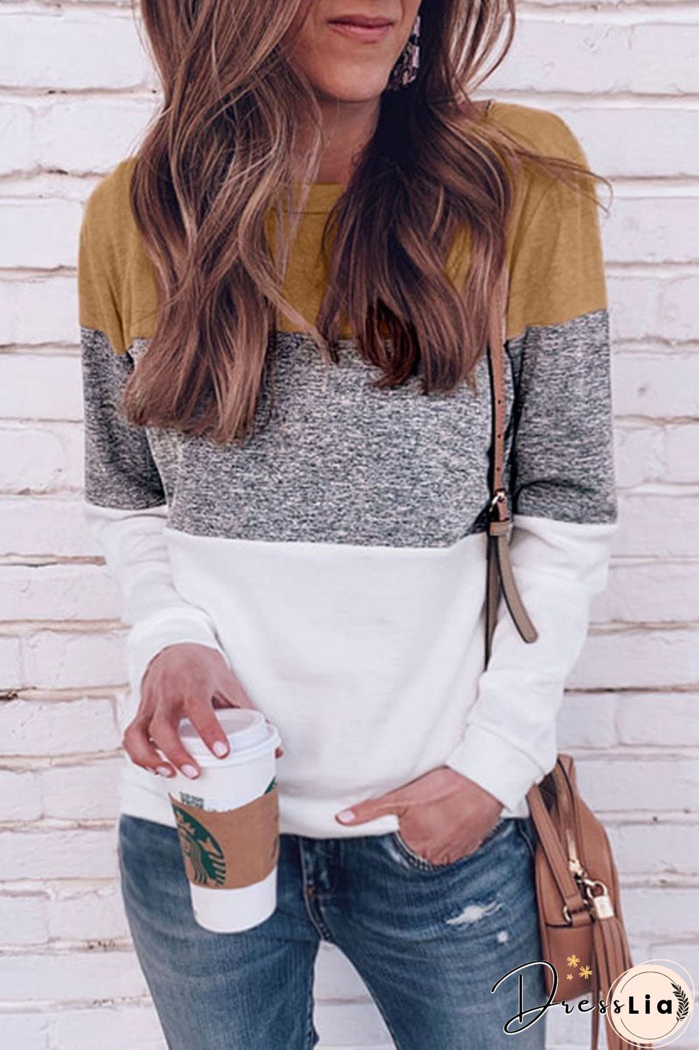 Work Daily Solid Patchwork O Neck Mid Waist Sweaters(5 Colors)