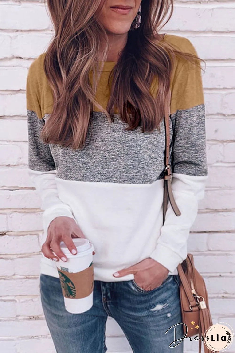 Work Daily Solid Patchwork O Neck Mid Waist Sweaters(5 Colors)