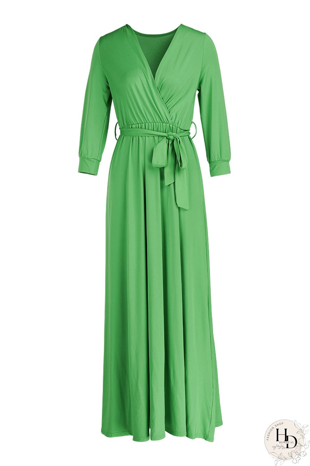 Rose Red Fashion Casual Solid Bandage V Neck Long Sleeve Dresses