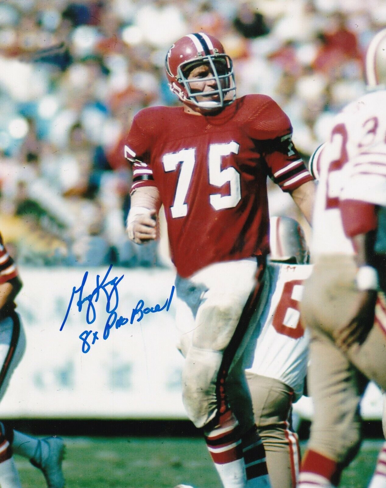 GEORGE KUNZ ATLANTA FALCONS 8 X PRO BOWL ACTION SIGNED 8x10