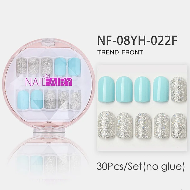 Fake Nails Press Coffin False with Glue Set Packaging Full Artificial Short Kiss Detachable Stick Designs Art Tipsy Cover Box-Nail Inspo