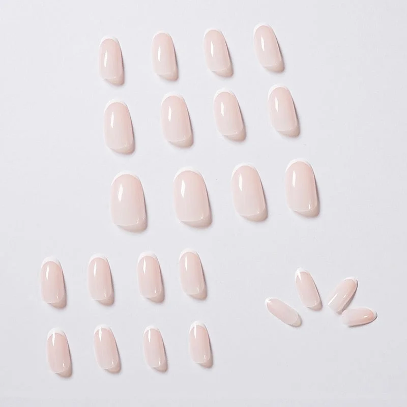 24pcs french tip nails of jelly meat color removable wear finished product Manicure patch False nails Patch TY-Nail Inspo