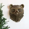 Sculpture murale avec t&ecirc;te d'animal avec lunettes, pendentif animal en r&eacute;sine d&eacute;coration murale