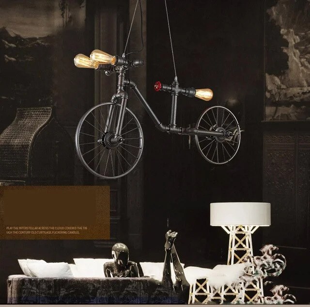 Creative Retro Bicycle Chandelier Industrial Wind Iron Art Craft Light Restaurant/bar/Cafe Decorative Light