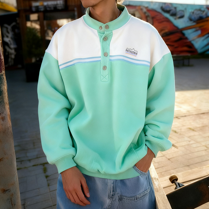 Stylish Half-Zip Pullover with Colorful Tribal Design for Men