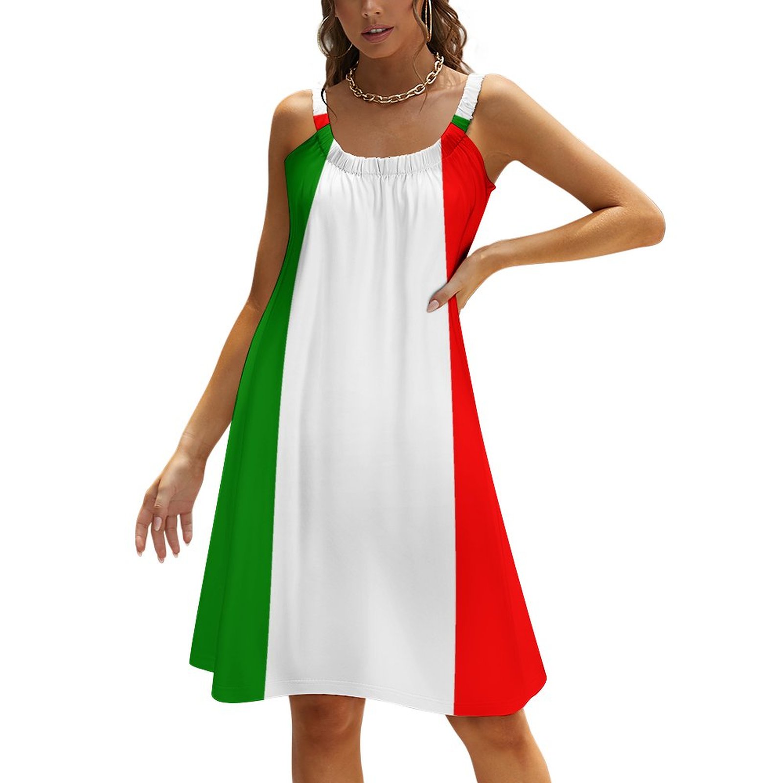Trendy Hipsters Comfort Italy Summer Hawaiian Beach Retro Dresses Casual Sling Sleeveless Printed Knee Length Dress
