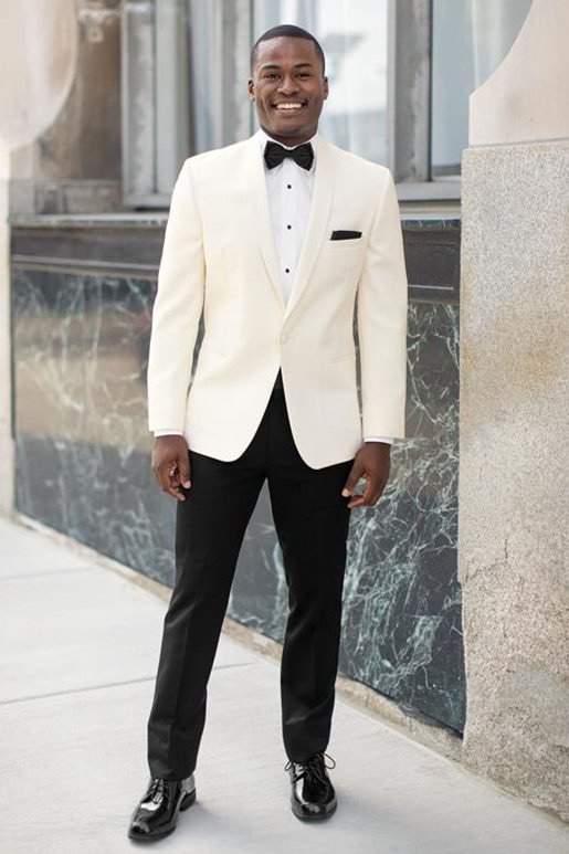 White Shawl Lapel Shiny and Elegant Wedding Men Suits | Ballbellas Ballbellas