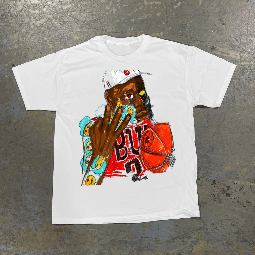 Stylish Preppy Basketball Print T-Shirt