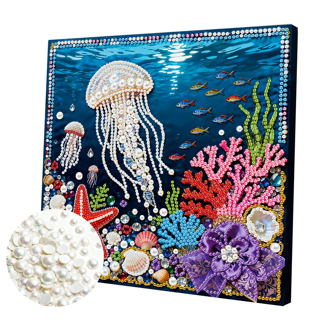 Jellyfish Art Diamond Painting Kit for Adults Home Decor 25x25cm With Frame