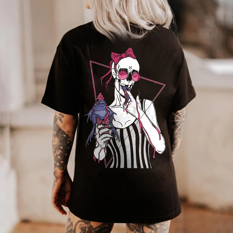 Ice-cream Bone Printed Women's T-shirt -  
