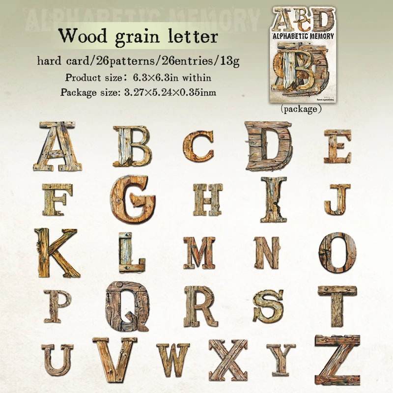 Journalsay Alphabetic Memory Series Vintage Letter Hard Card Sticker 
