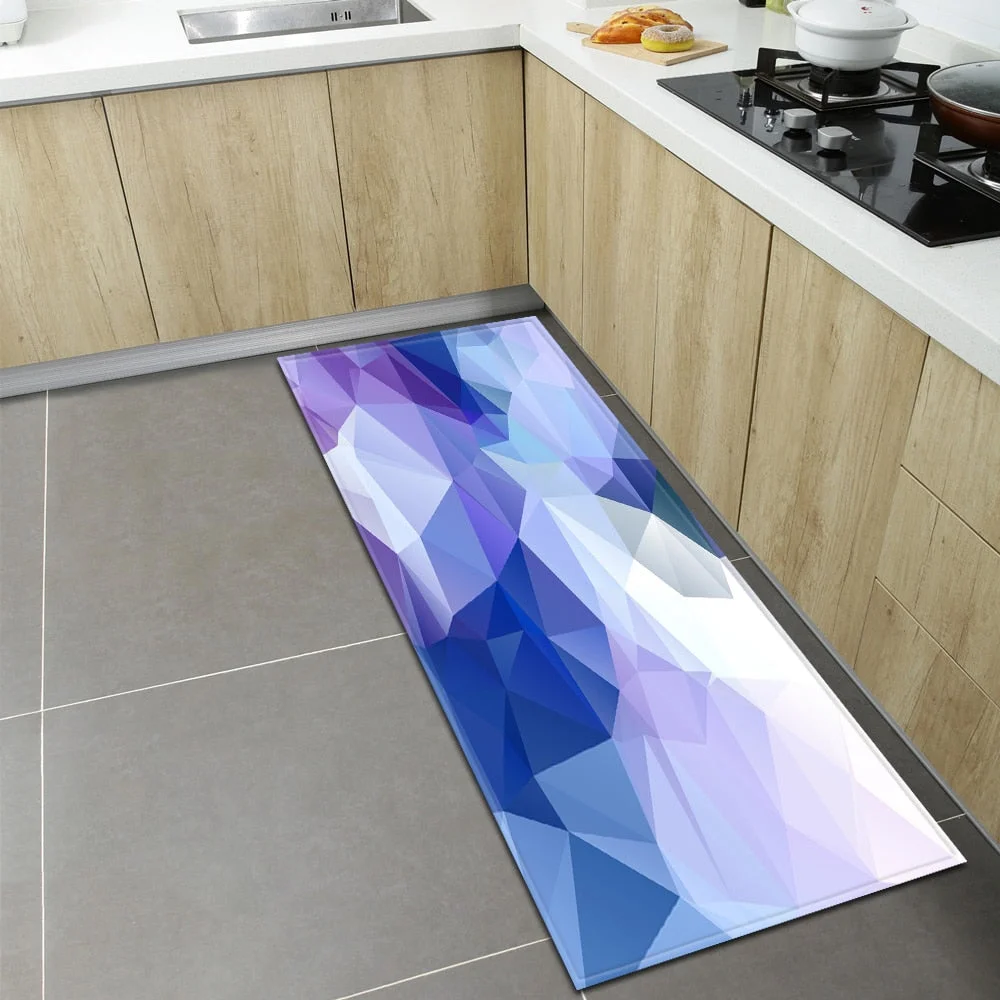 Kitchen Floor Mat Home Entrance Doormat 3D Geometry Living Room Bedroom Decoration Carpet Hallway Balcony Bathroom Anti-Slip Rug