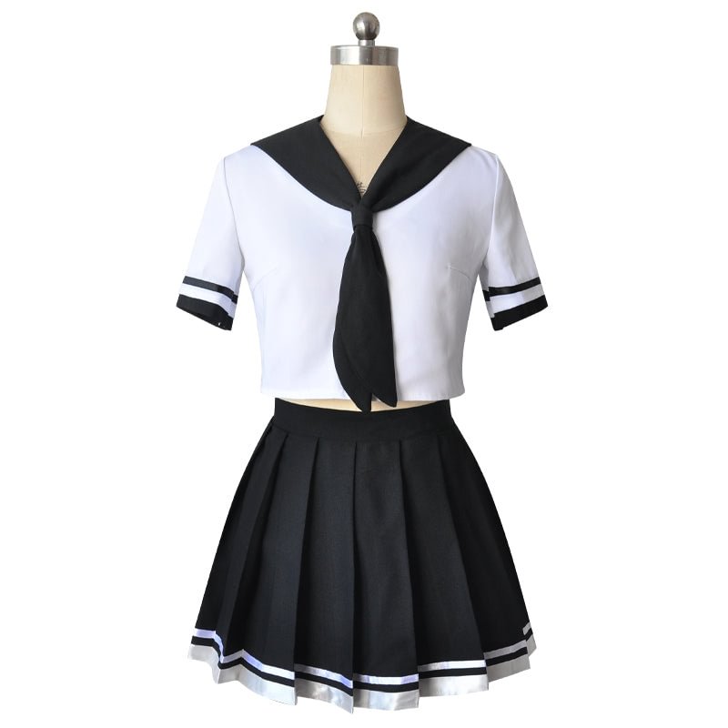 Black Short Sleeves School Uniform Cosplay Costume