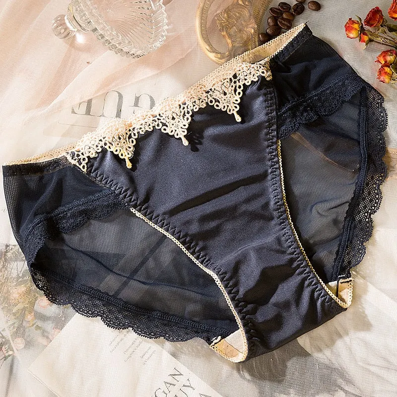 Sexy Lace Panties Women's Underwear Court Traceless Comfort Briefs Mid Waist Seamless Underpants Female Sexy Lingerie