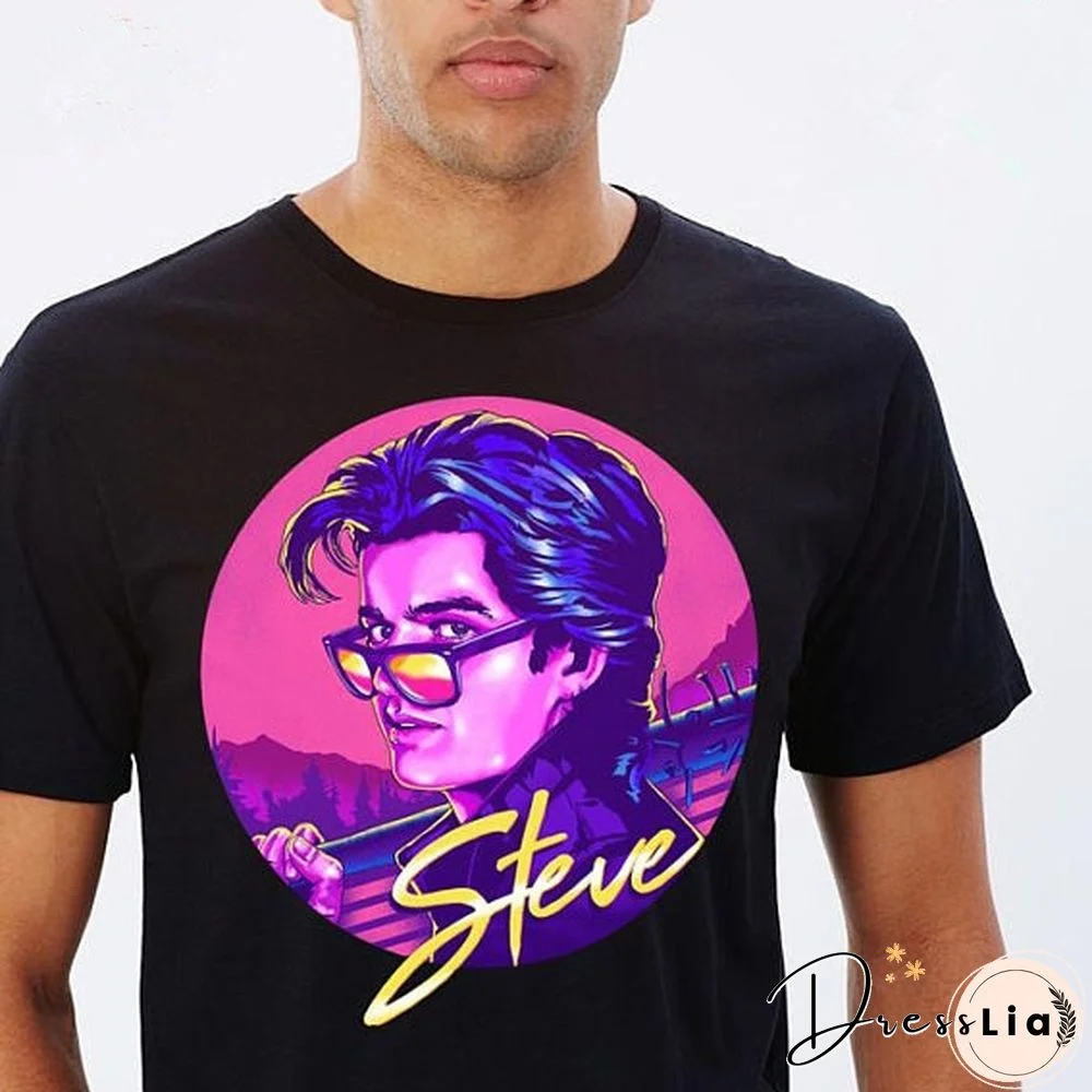 Stranger Things 2 Steve Harrington Unisex T-Shirt Netflix Fandom Graphic Tee Casual Black Shirt Tops Cool