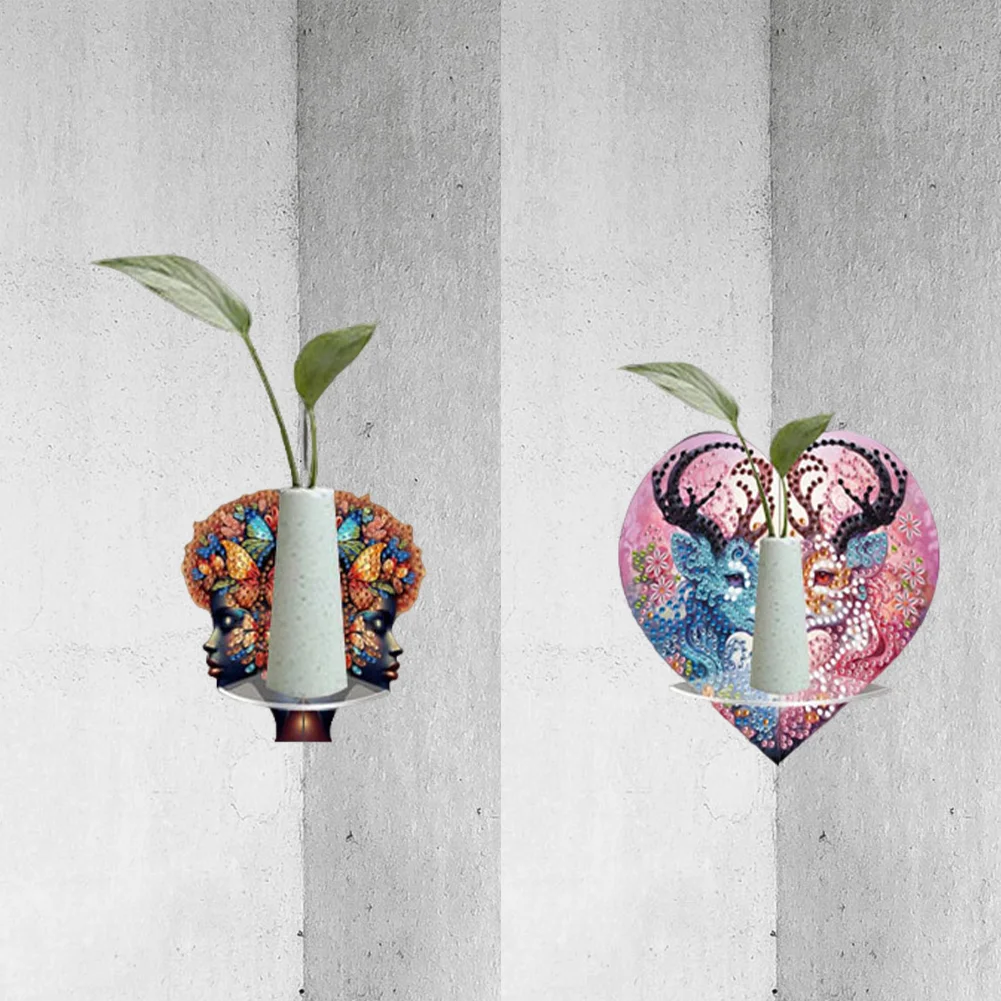 2pcs 2D Flat DIY Diamond Art Pendant DIY Home Decor Hanging Charm Decor (Woman)