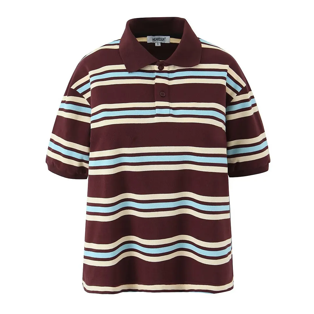 Nigikala Nigikala Striped Short-Sleeved T-Shirt + Low-Rise 100-Fold Skirt 2025 Spring New D79551
