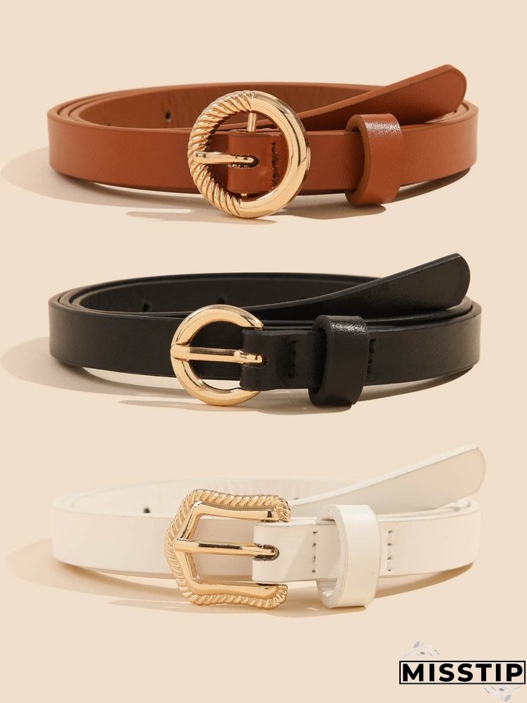 3pcs Metal Buckle Belt